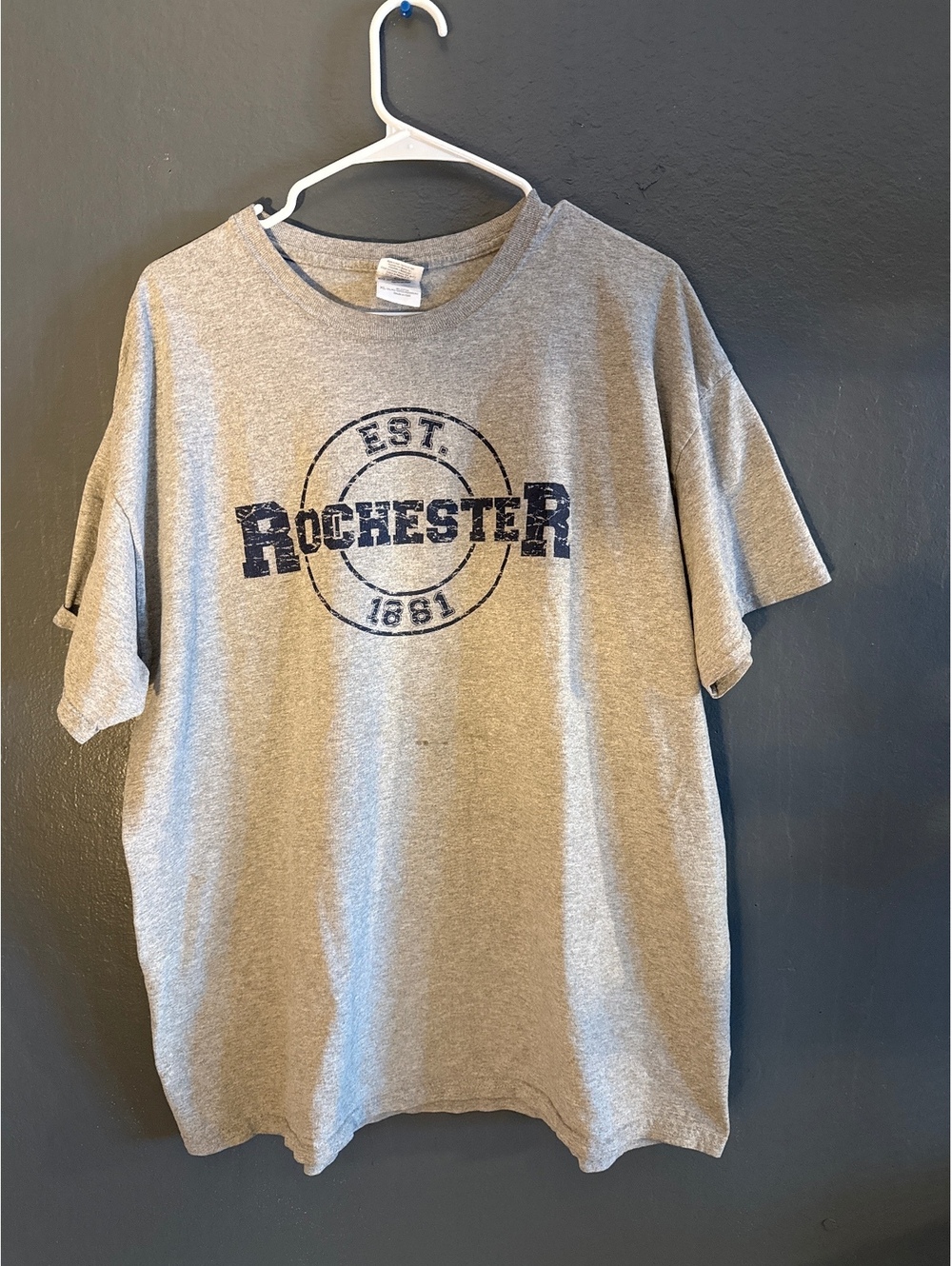 Gildan Ultra Cotton Rochester Est. 1681 Graphic T-Shirt XL Gray